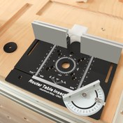 Resim Profesyonel ve DIY Projeler için Ağır Hizmet Tipi Router Masası Ekleme Plakası - MM/İnç Ölçeği, 360° Açı Ölçümleri, Hassas Kaydırma Braketleri, Ahşap İşleme Tezgahları ile Uyumlu - CNC İşlenmiş Alüminyum Alaşımlı Yapı (23.88x20.07x0.51 cm), Anodize Kaplama, Dayanıklı İşleme, Açılı Ölçüm Kılavuzu 