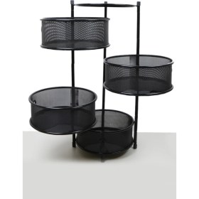 Resim Trendesk 4 Katlı Siyah Metal Patates Soğan Sebze, Meyve Sepeti Sebzelik 