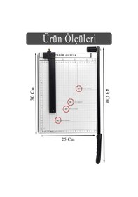 Resim Giyotin Kağıt Kesme Makinesi A4 Metal Kollu Tablalı A5-a4 Ayarlanabilir Sürgülü Paslanmaz Kaliteli 