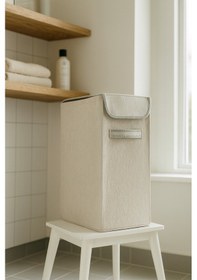 Resim Keçe Çamaşır Sepeti Kapaklı Dikdörtgen Kirli Sepeti Katlanabilir Ve Dayanıklı Çamaşır Düzenleyici Siyah 