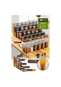 Resim Vienev 42'li Etiketli Hava Geçirmez Erzak Ve Baharat Saklama Kabı Seti Kaşıklı Antrasit Antrasit 