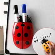 Resim Uğur Böceği Manyetik Kalem Tutucu & Silgi - Çift Kullanımlı Beyaz Tahta Aksesuarı, Ev ve Ofis Dekoru için Karikatür Plastik Saklama Kutusu, Kırmızı Siyah Noktalarla, PP Malzeme, Taşınabilir Tasarım, Mükemmel Noel Hediyesi 