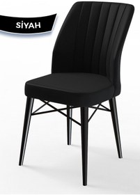 Resim Canisa Arp Serisi 70x110 Sabit Mutfak Masası Takımı Siyah Mermer Desen Masa 4 Siyah Sandalye Masa Siyah Mermer Desen Sandalye Siyah 