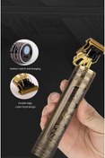 Resim ZhlTools Metal Gövdeli Şarjlı T-Bıçak Saç Ense Sakal Tıraş Makinesi Ejder Baskılı 