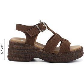 Resim Gönderi(R) Gönderi R Kadın Kahve Süet Dolgu Topuk Sandalet Dyza83935166 Kahverengi 
