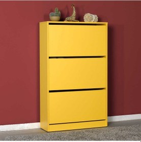 Resim Flat Duo 3 Katlı Geniş Ayakkabılık-Sarı 73x119x26 cm (GxYxD) Hardal 
