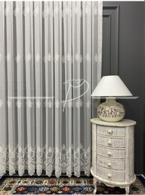 Resim Tül Perde Taç Marka Fesli Desen Etek Bohreli Serpme Desenli Tül-2 Çok Renkli 