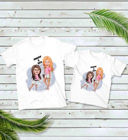 Resim Bk Gift 2’li Kişiye Özel Anne-Kız Karikatürlü Kombin Tişört Seti-5, Anneye Hediye, Anneler Günü 