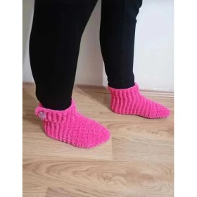 Resim Merut Style E Lörgüsü Kadife Ip Pembe Düğme Detaylı Ev Botu Panduf 