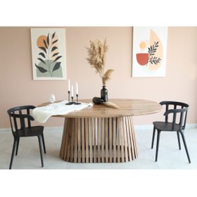 Resim woodywood Yemek Masası Oval Ceviz Model Mutfak Masası Ofis Çalışma Toplantı Masası Balkon Özel Tasarım 107 Cm 