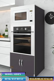 Resim Kenzlife Ankastre Fırın Dolabı Ahsen Gri Mutfak Banyo Kiler Ofis Kitaplık 