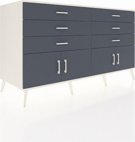 Resim Kronos Konsol 2 Raflı 6 Çekmeceli 4 Kapaklı 176x59x99 Aytaşı-antr Aytaşı-antrasit 