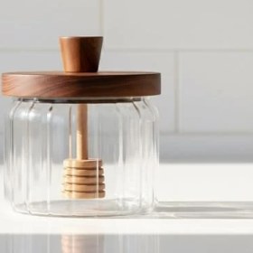 Resim Storemax Akasya Ağacı Kapaklı Borosilikat Cam Bal Kavanozu ve Bal Kaşığı| Modern Kahvaltılık Saklama Kabı | Borosilikat Cam Bal Kavanozu | Ahşap Kapaklı ve Kepçeli Şık Bal Sunumluk 280ML 