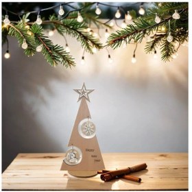 Resim Ahşap Yılbaşı Ağacı, Çam Ağacı, Yılbaşı Süsü, Dekoratif, Masif Ah 