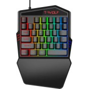 Resim Huahai T-Wolf T19 Ergonomik Bilekle Tek Elle 35 Anahtar Oyun Klavyesi Destek Desteği(Yurt Dışından) 