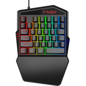 Resim Huahai T-Wolf T19 Ergonomik Bilekle Tek Elle 35 Anahtar Oyun Klavyesi Destek Desteği(Yurt Dışından) 