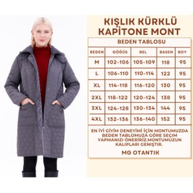 Resim MG OTANTİK Kadın Kürklü Kapitone Mont - Su İtici Büyük Beden Kışlık Kaban - MG001 