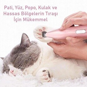 Resim Valkyrie Kedi Köpek Pati Tüy Kesme Makinesi Sessiz Hassas Bölge Traş Cihazı Seramik Çelik Bıçaklı Pembe 