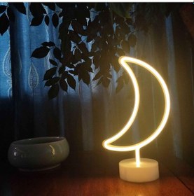 Resim Dekoratif Pilli Ay Tasarımlı 3d Neon Led Masa Ve Gece Lambası 5131 Düz 