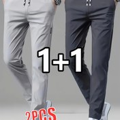 Resim 2 adet, 2025 Yeni Erkek Bahar/Yaz Rahat Düz Bacaklı Esnek Moda Joggers İki Parça Seti 