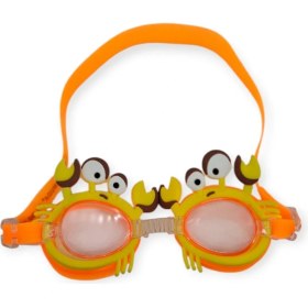Resim Çocuk Yüzücü Gözlüğü Silikon Taşıma Çantalı Turuncu Yengeç - 9014 (Lisinya) 
