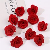 Resim 10PCS/Set Romantik Kırmızı Kumaş Gül Çiçeği Saç Tokaları Sevgililer Günü Parti Düğün Elbise Başlığı 