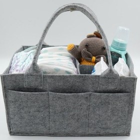 Resim Jasper Sade Keçe Anne Bebek Bakım Organizer Çantası Gri 