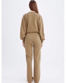 Resim Defacto Wide Leg Geniş Bol Paça Basic Düz Sweatshirt Kumaş Eşofman Altı D4805AX24AUKH459 Haki 