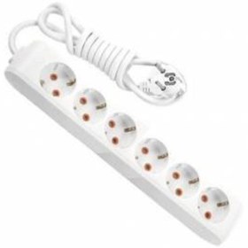 Resim VİKO 3x2,5 Mm² Ttr Kablo Ile Altılı Çocuk Korumalı 2 Metre Grup Seyyar Kablo 