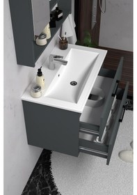 Resim Teta Home Batum 80 Cm Mdf Banyo Dolabı Seti Antrasit 