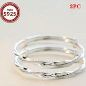 Resim 925 Ayar Gümüş 2 Parça Ayarlanabilir Möbius Bilezik, Plaj Tatili ve Günlük Kıyafetler İçin Mükemmel | Şık Minimalist Açık Tasarım Dayanıklı El Takısı - Kadınlar İçin İdeal Hediye 