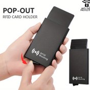 Resim Erkekler için Minimalist RFID Engelleme Kredi Kartı Kılıfı, İnce Pop-up Cüzdan, 1 Adet Kart Tutucu 