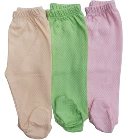 Resim bebedino Bebek Patikli Alt Hava Alır Kumaş Düz Renk (3 Lü Paket Çağla-somon-pembe) 
