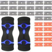 Resim Mufunye Plastik Jilet Kazıyıcı - Çift Taraflı 30 Bıçaklı Araba Cam Pencere Zemin Etiket Çıkartma Aleti Mavi 2 Paket 