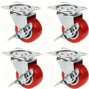 Resim Dashanshop 4 Adet 1.0 Inç Pvc Universal Frenli Tekerlek Siyah Kırmızı 360 Derece Döner 