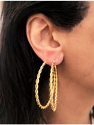 Resim GOLD KAPLAMA KALIN BURGU MODEL 50 MM HALKA KÜPE-00HK89 Çok Renkli 