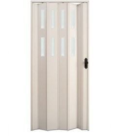 Resim Faran Dekorasyon 130 x 215 Beyaz Renk Camlı Pvc Akordiyon Katlanır Kapı - FRNAKMODEL-58 
