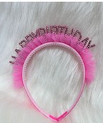 Resim Taşlı Eva Happy Bırthday Yazılı Fuşya Tüylü 