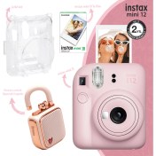 Resim Fujifilm Instax Mini 12 Pembe Fotoğraf Makinesi-10'lu Film-Şeffaf Kılıf 