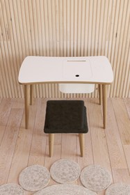 Resim Fahrettin Küçük Montessori Çocuk Masası Oyun Masası Aktivite Masası Çalışma Masası 1 Adet Siyah Welsoft Sandalyeli 