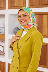 Resim Nature Pearl Soft Eşarp Yeşil Turuncu 