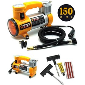 Resim Germany Style 12 V Araba Oto Araç Lastik Şişirme Pompası 150 PSI Metal Gövde Kompresör Lastik Tamir Kiti Germany Style