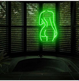 Resim Kadın Figürlü Neon Tabela Yeşil 
