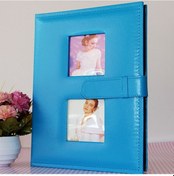 Resim 6 İnç Pu Deri Aile Günlük Fotoğraf Albümü Yaratıcı Cepli Mavi 