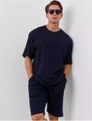 Resim Siti Teks Oversize Tişörtlü Ve Şortlu Spor Eşofman Takımı 237129002 Mavi 