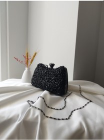 Resim Vivazzaluxe Kristal Taşlı Kadın Abiye, Clutch Çanta Siyah 