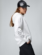 Resim Şardonlu Oversize Sweatshirt Kapüşonlu Baskılı Uzun Kollu 