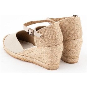 Resim Star Tombis Gerçek Elişi Burnu Hasır Dolgu Topuk Bej Keten Hasır Espadril Handmade Bej 