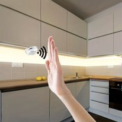 Resim 1 adet hareket sensörlü LED şerit ışık, DC 5V ışık USB el hareketi algılama LED arka aydınlatma mutfak diyot ışığı çift taraflı bant, ofis dolabı algılama için uygun, gardırop, dolaplar, merdiven boşluğu 