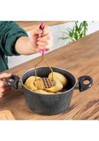 Resim Porsima Paslanmaz Metal Patates Ezici Patates Ezeceği 24cm Fuşya 